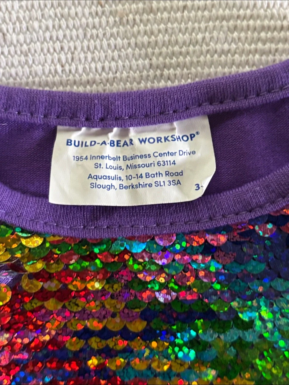 Build-A-Bear Rainbow Sequin Tank Top with Purple Trim